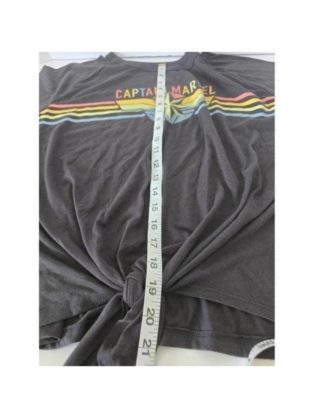 Captain Marvel Rainbow Stripe Tie Front T Shirt Top Women's 2XL Marvel Comics - Picture 10 of 10
